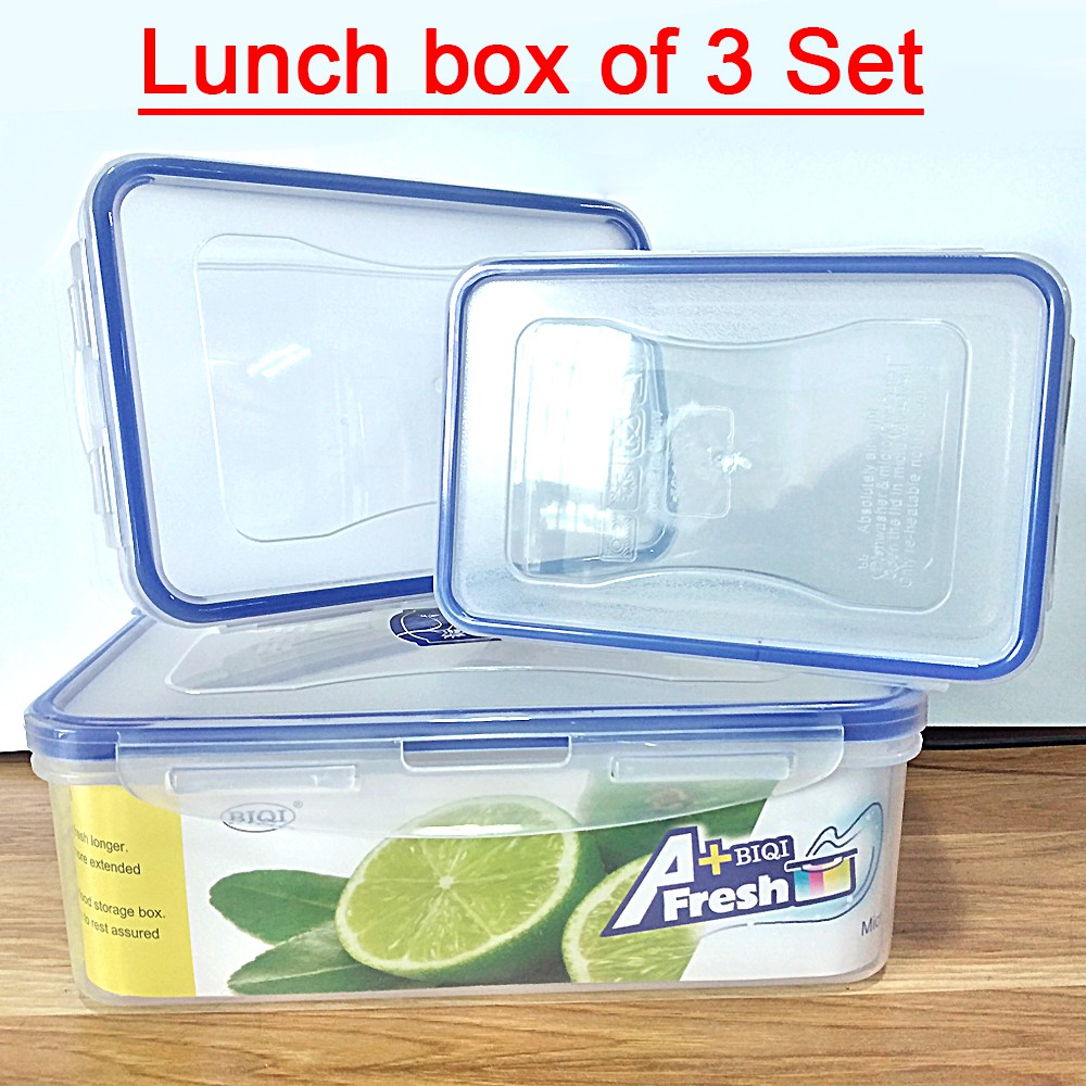 Lunch Box Tupperware 3 Pieces Food Container Box Set With Lock Lids A03